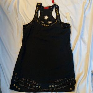 New York & Co black silk mini dress or shirt